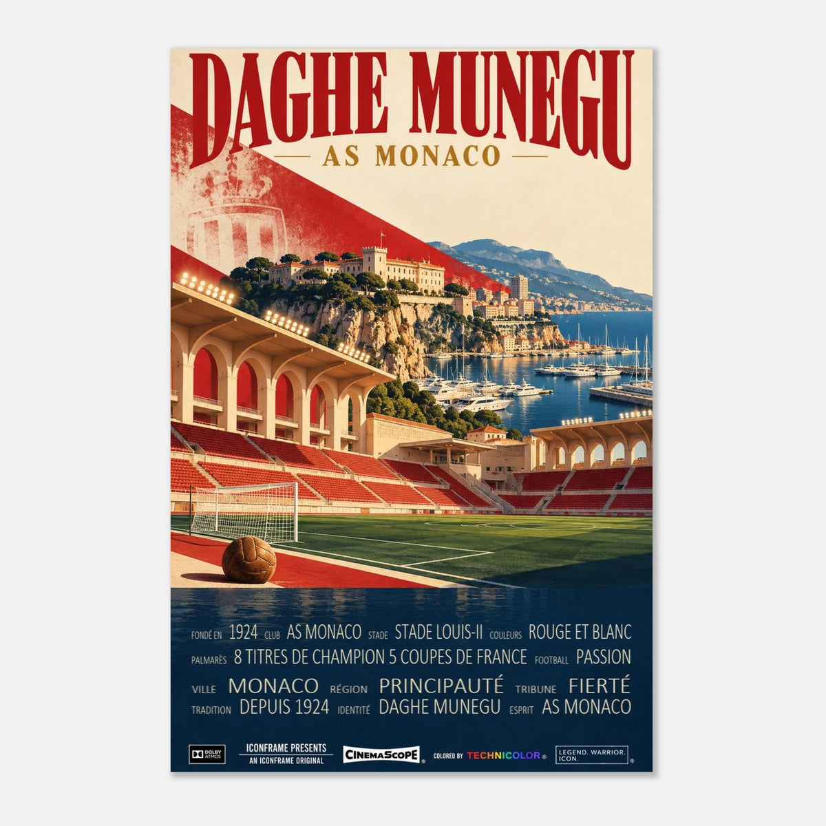 AS Monaco Poster „Daghe Munegu“ – 40 × 60 cm, ohne Rahmen