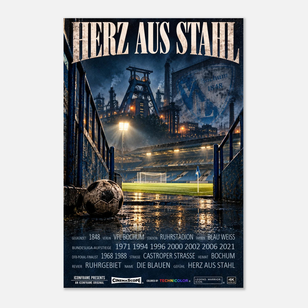 VfL Bochum Poster „Herz aus Stahl“ – 60 × 90 cm, ohne Rahmen vor hellem Hintergrund