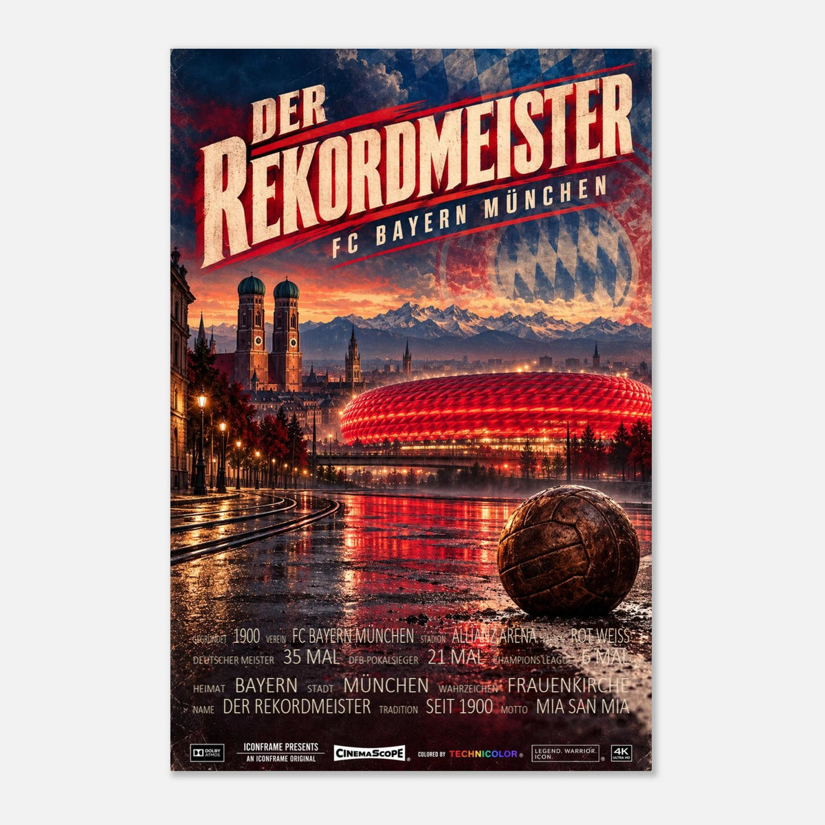 Bayern München Poster „Der Rekordmeister“ – 60 × 90 cm, ohne Rahmen