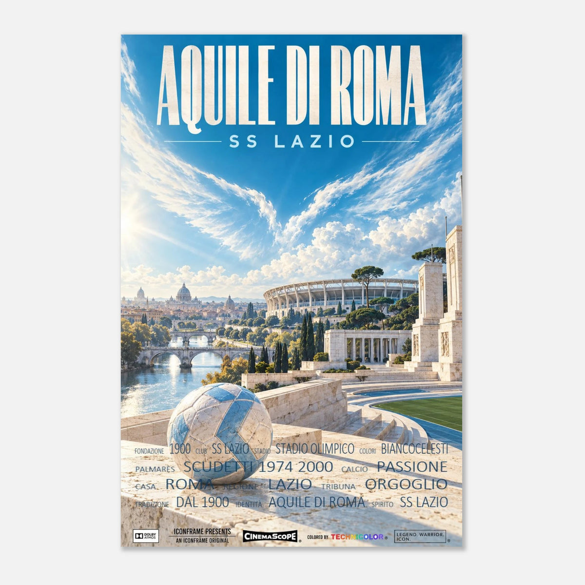 Lazio Rom Poster „Aquile di Roma“ – 30 × 45 cm, ohne Rahmen vor hellem Hintergrund