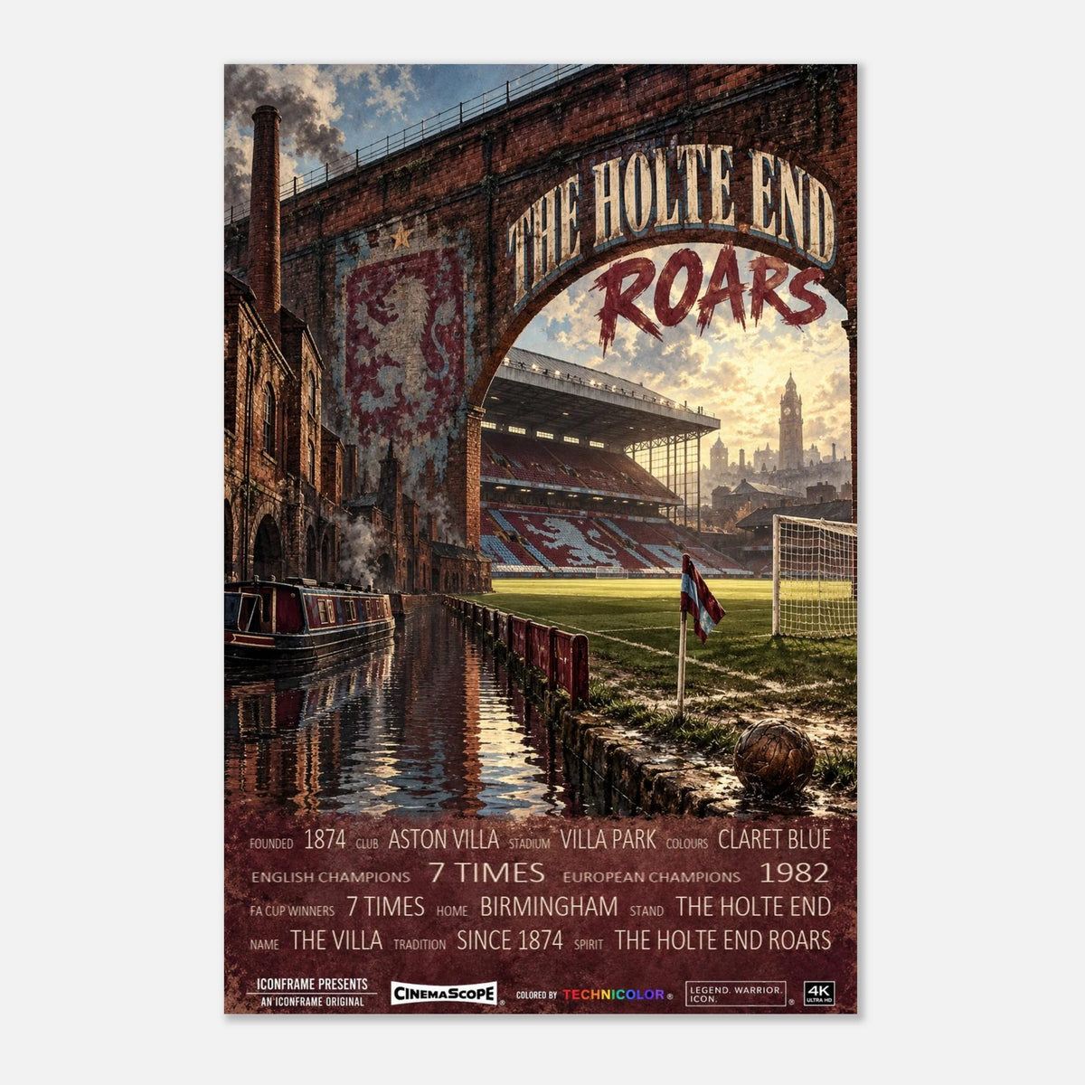 Aston Villa Poster „The Holte End Roars“ – 30 × 45 cm, ohne Rahmen vor hellem Hintergrund