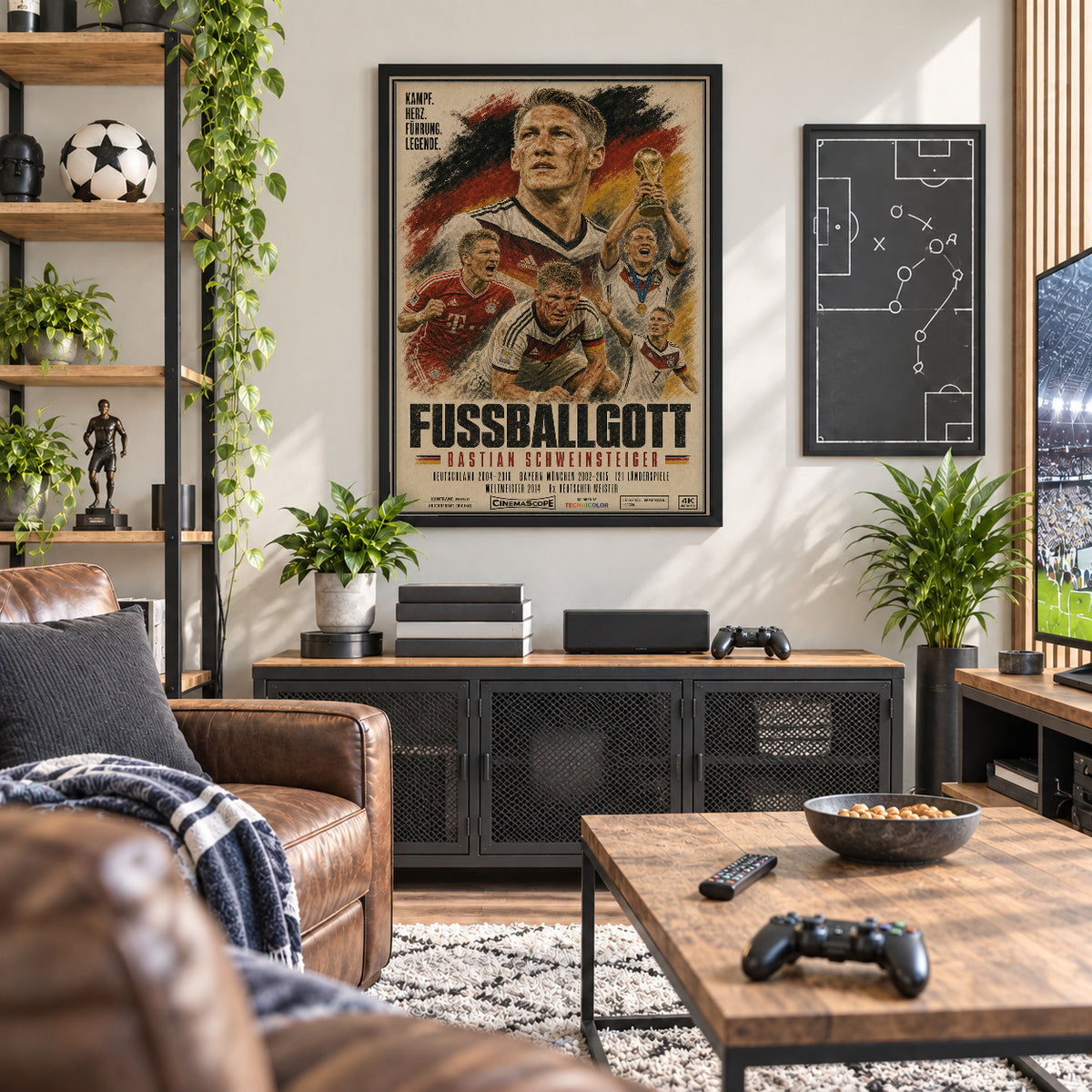B. Schweinsteiger Poster in der Männerhöhle