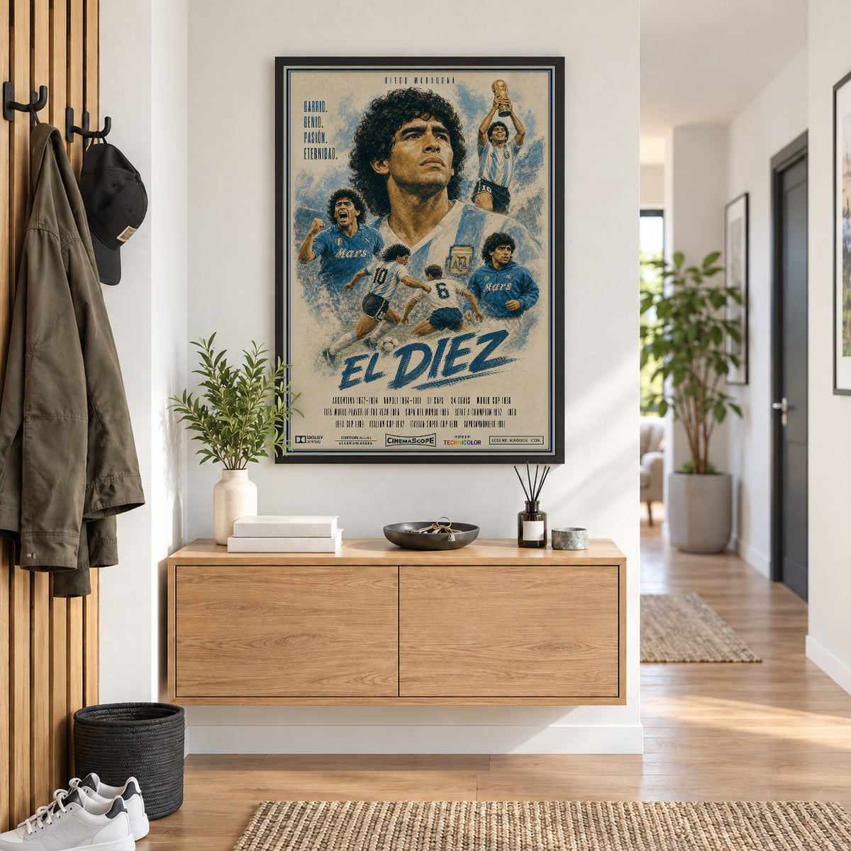 Diego Maradona Poster im Flur