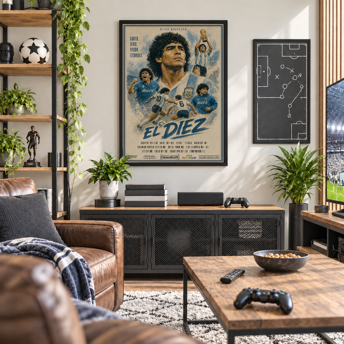 Diego Maradona Poster in der Männerhöhle