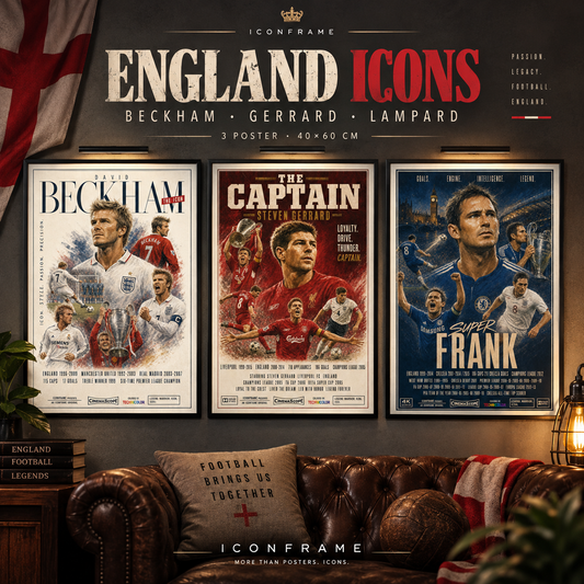 England Icons Fußballposter-Bundle mit David Beckham, Steven Gerrard und Frank Lampard