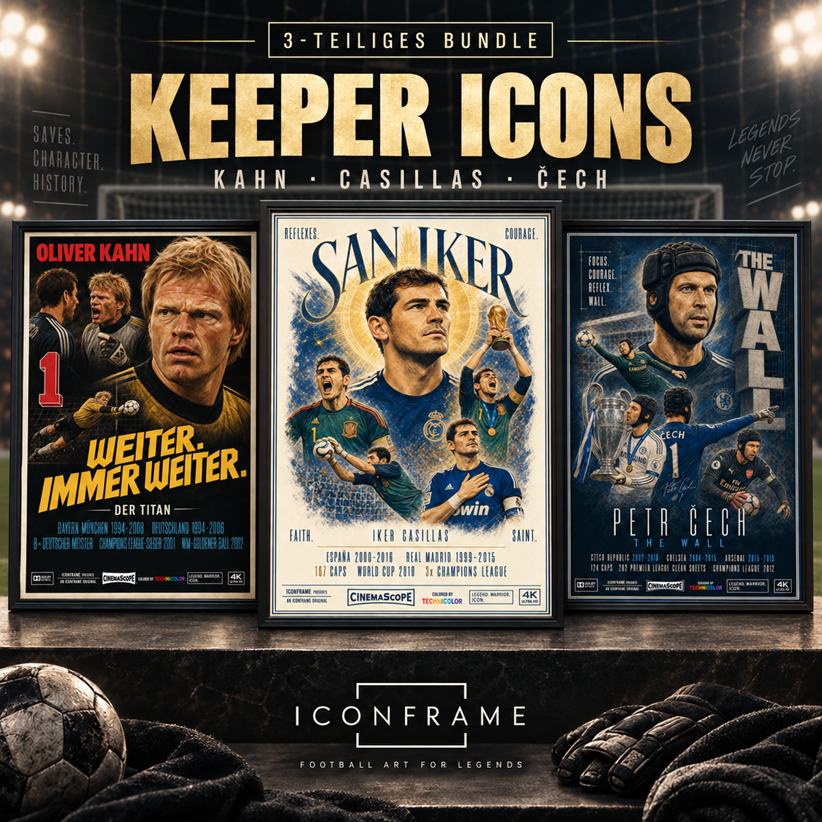 Keeper Icons Fußballposter-Bundle mit Oliver Kahn, Iker Casillas und Petr Čech