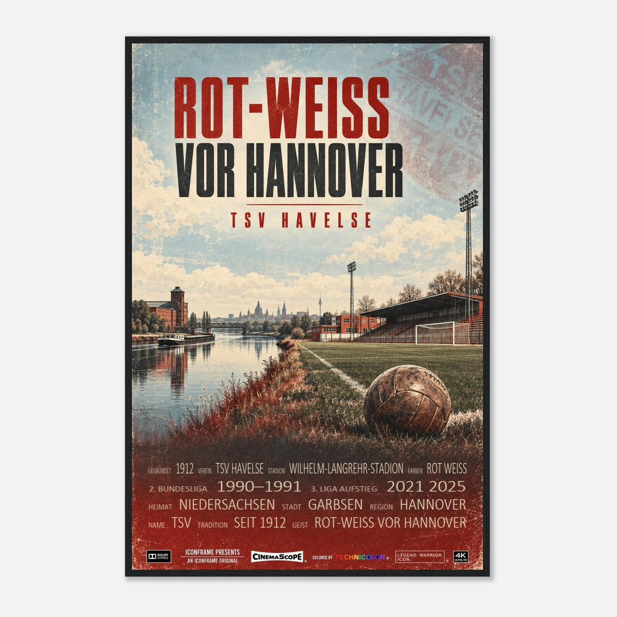 TSV Havelse Poster „Rot-Weiss vor Hannover“ – 60 × 90 cm, mit schwarzem Holzrahmen
