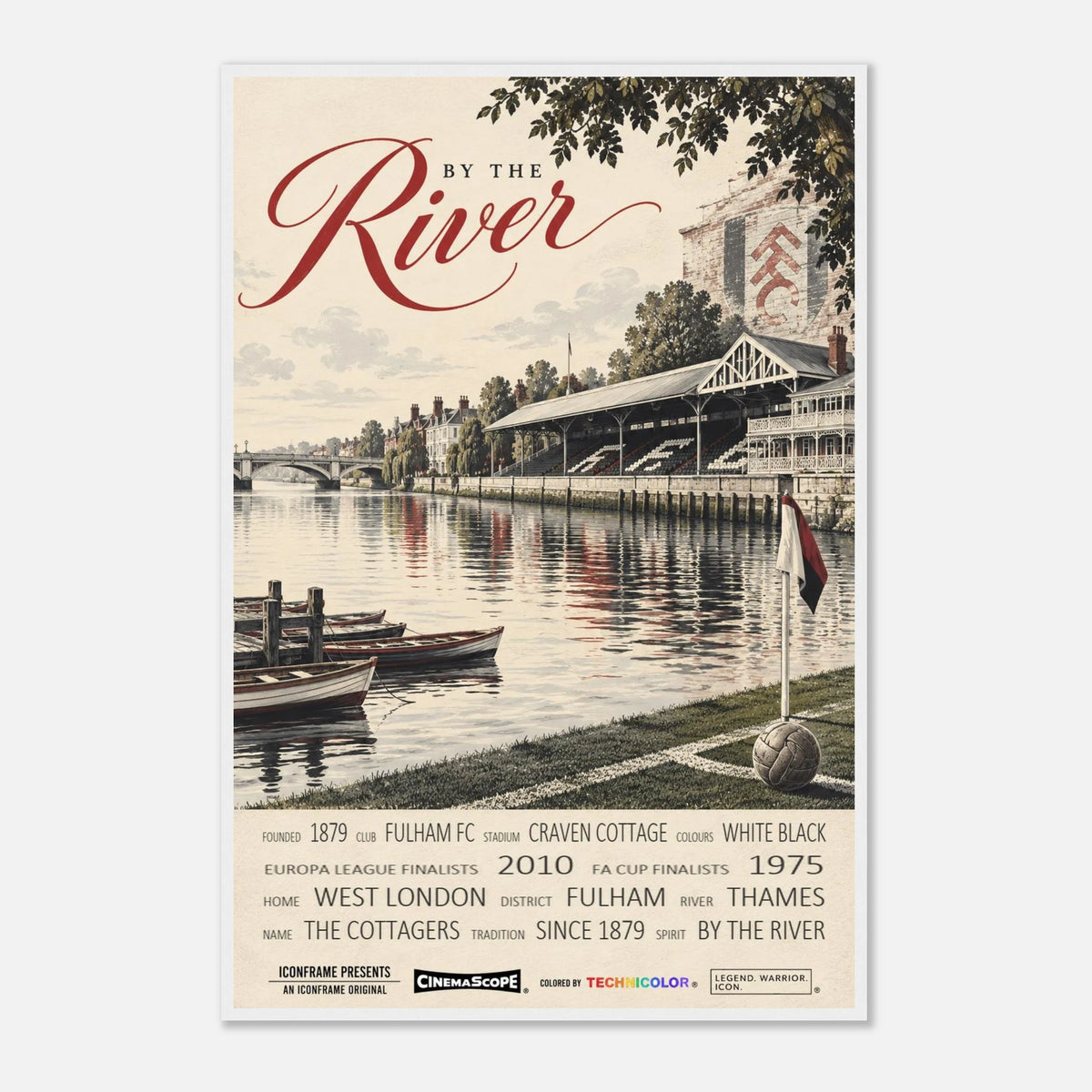 Fulham Poster „By the River“ – 60 × 90 cm, mit weißem Holzrahmen vor hellem Hintergrund