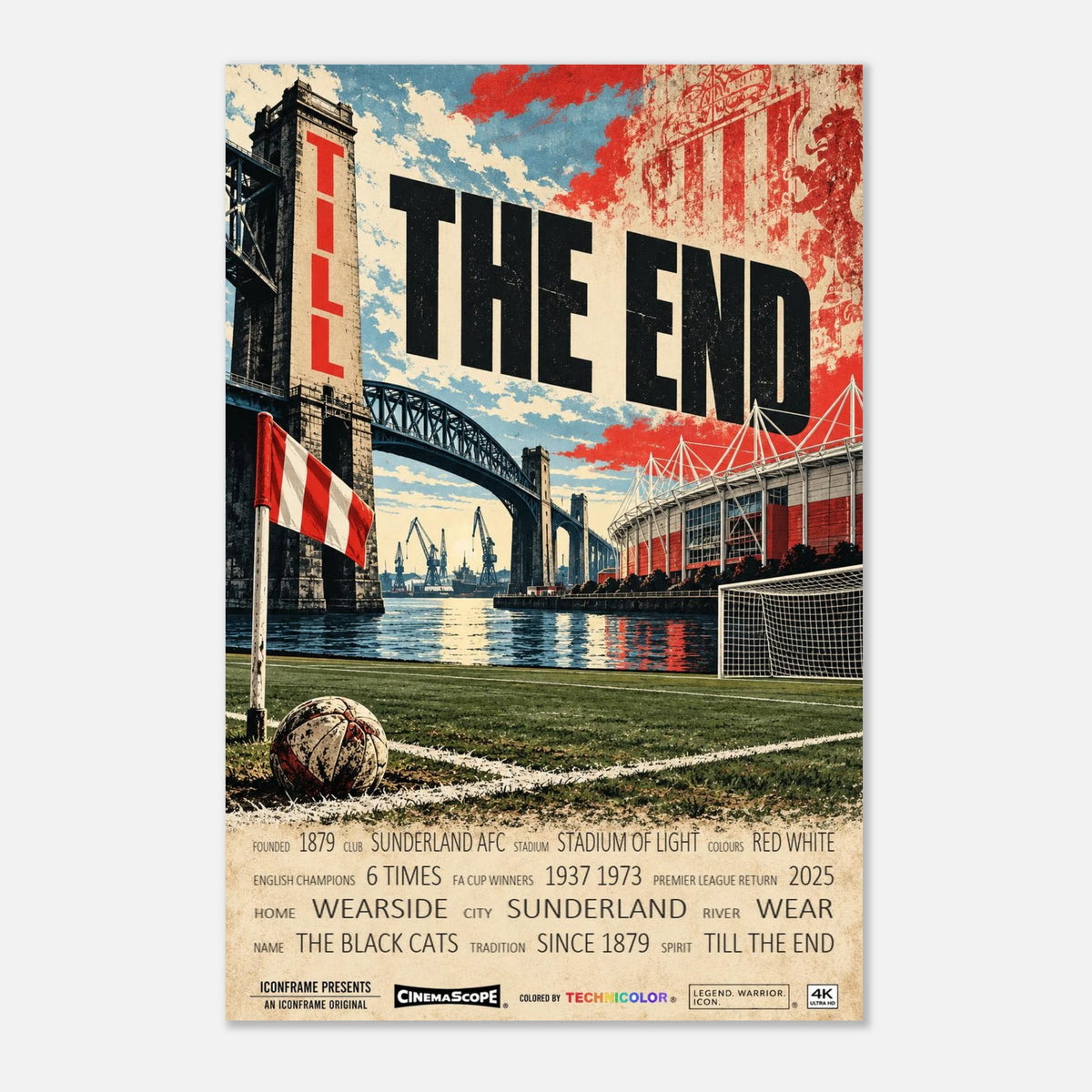 Sunderland Poster „Till the End“ – 40 × 60 cm, ohne Rahmen vor hellem Hintergrund