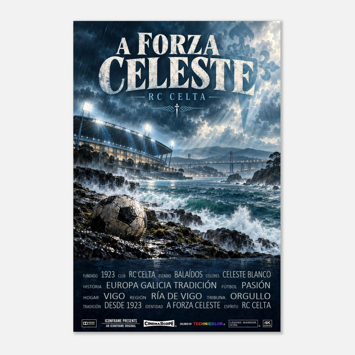 Celta Vigo Poster „A Forza Celeste“ – 60 × 90 cm, ohne Rahmen vor hellem Hintergrund