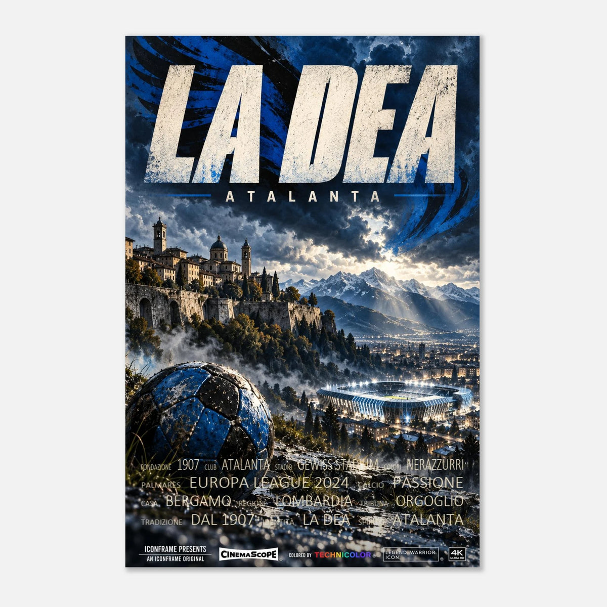 Atalanta Bergamo Poster „La Dea“ – 40 × 60 cm, ohne Rahmen vor hellem Hintergrund