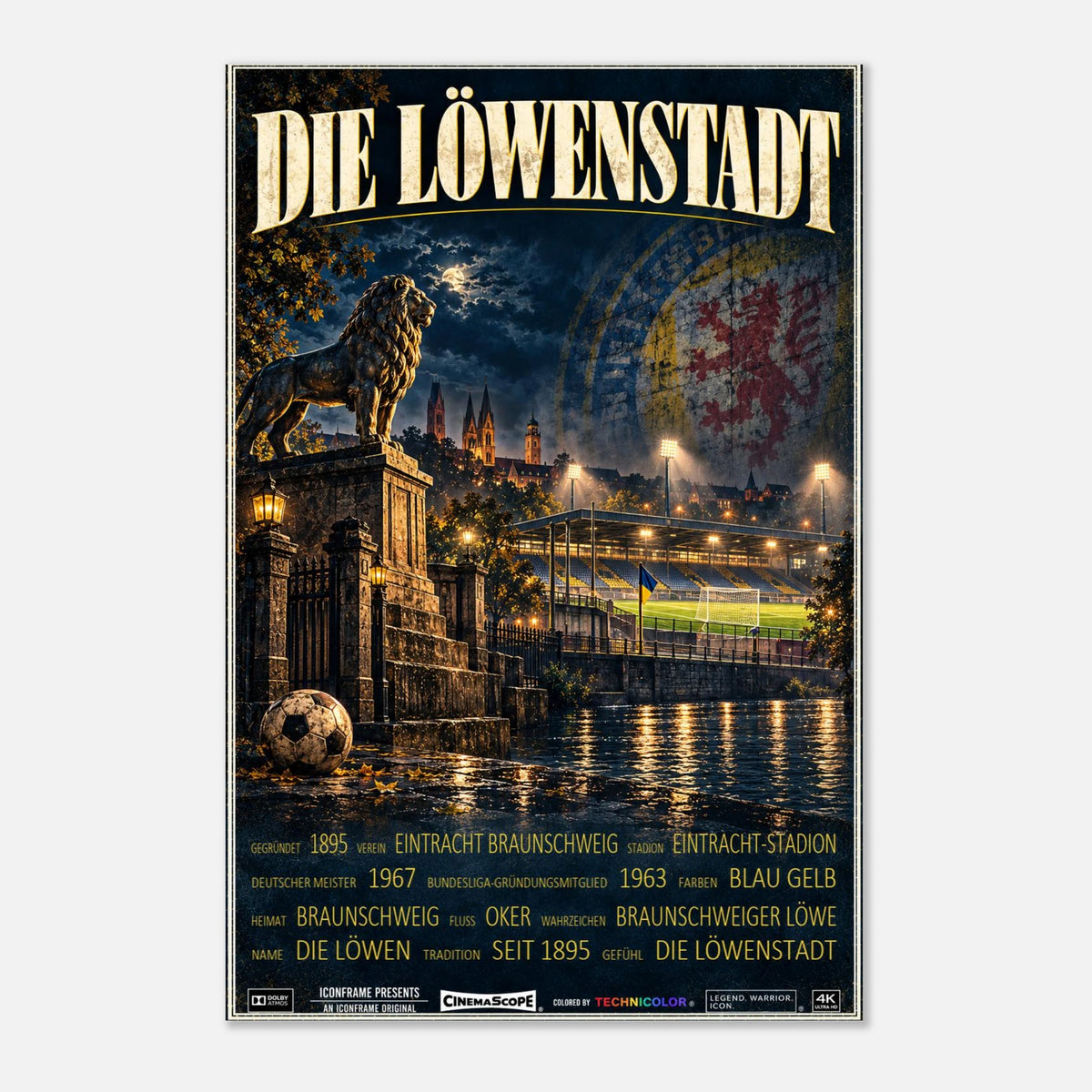 Eintracht Braunschweig Poster „Die Löwenstadt“ – 30 × 45 cm, ohne Rahmen vor hellem Hintergrund