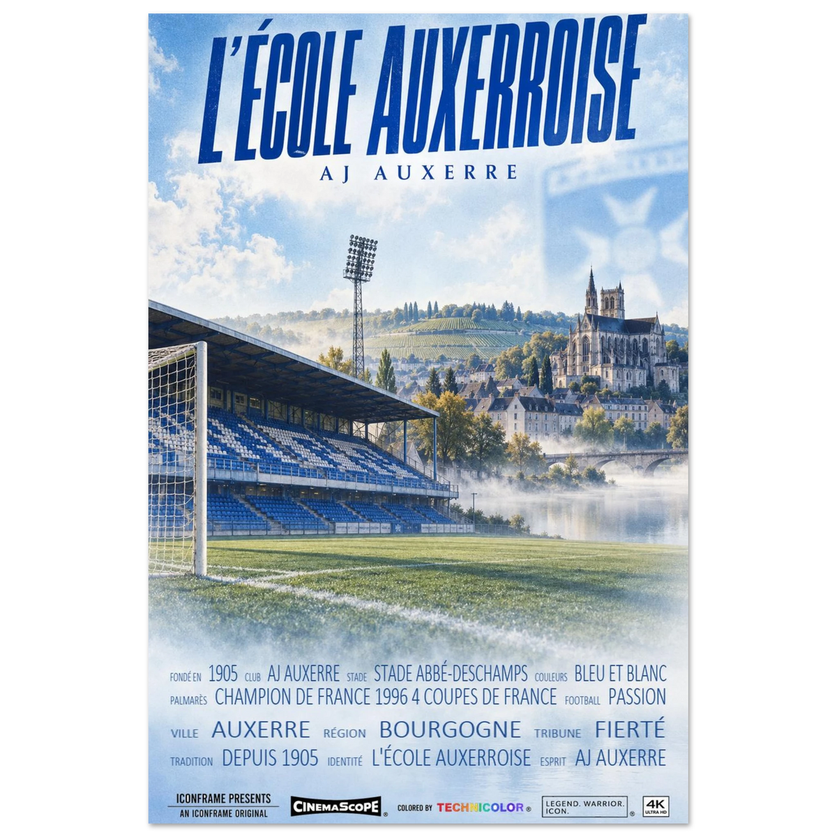 AJ Auxerre Poster „L’École Auxerroise“ – 30 × 45 cm, ohne Rahmen