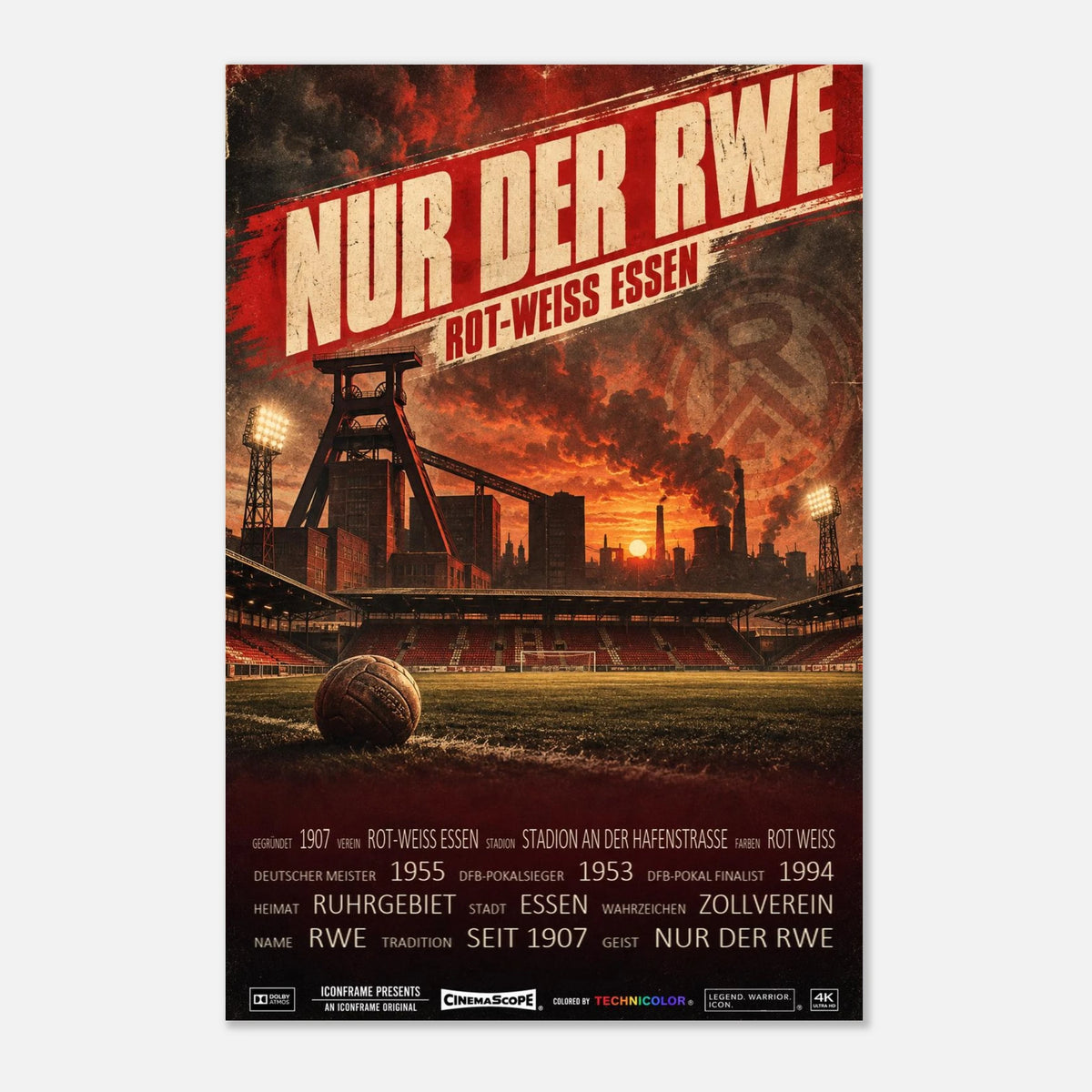 Rot-Weiss Essen Poster „Nur der RWE“ – 40 × 60 cm, ohne Rahmen