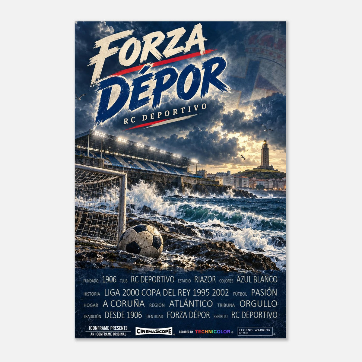 Deportivo A Coruña Poster „Forza Dépor“ – 30 × 45 cm, ohne Rahmen vor hellem Hintergrund