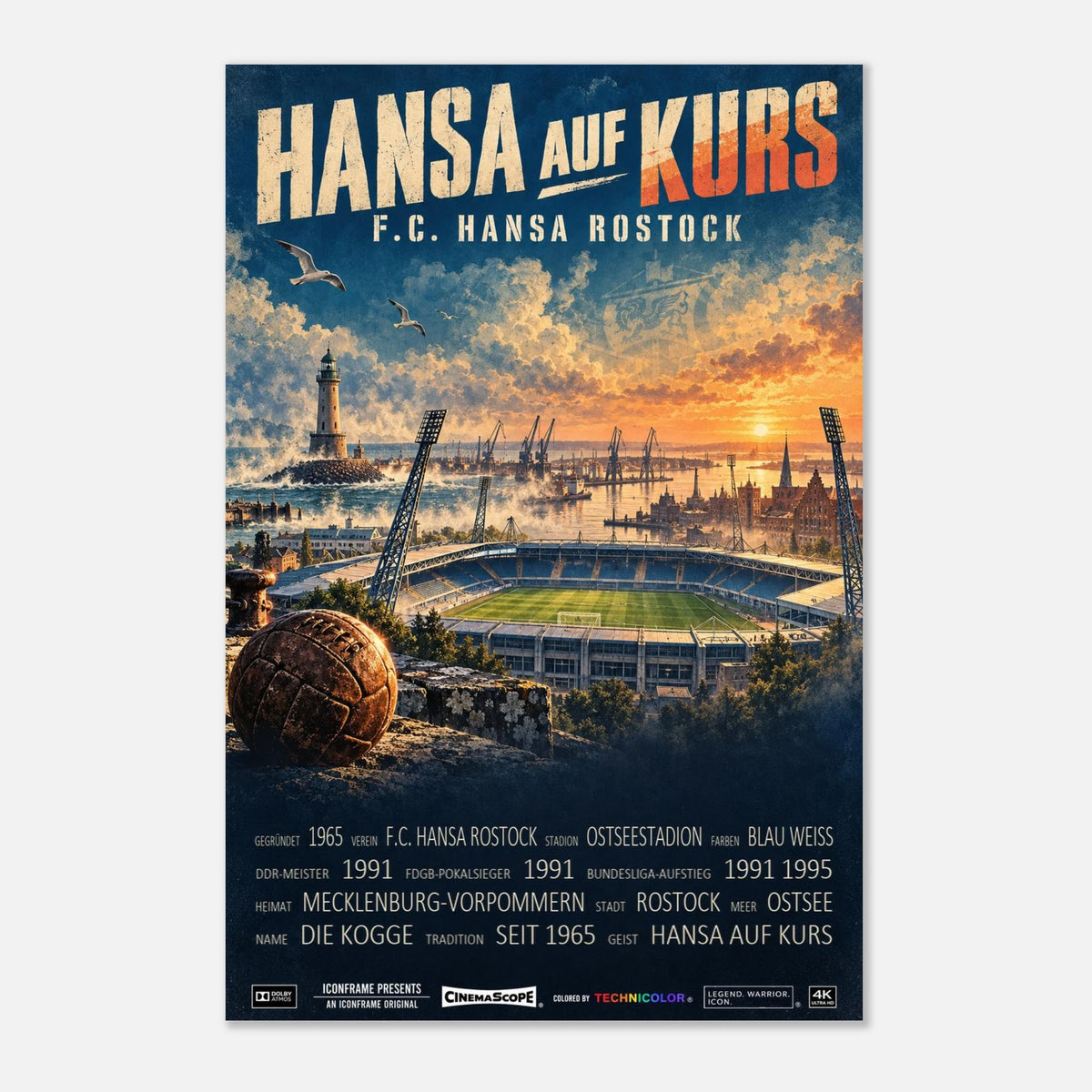 Hansa Rostock Poster „Hansa auf Kurs“ – 60 × 90 cm, ohne Rahmen