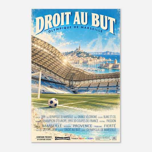 Olympique Marseille Poster „Droit au But“ – 60 × 90 cm, ohne Rahmen
