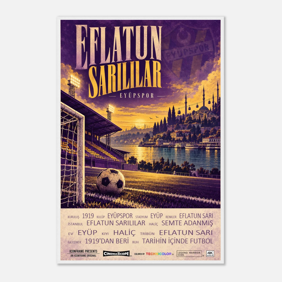 Eyüpspor Poster „Eflatun Sarılılar“ – 60 × 90 cm, mit weißem Holzrahmen