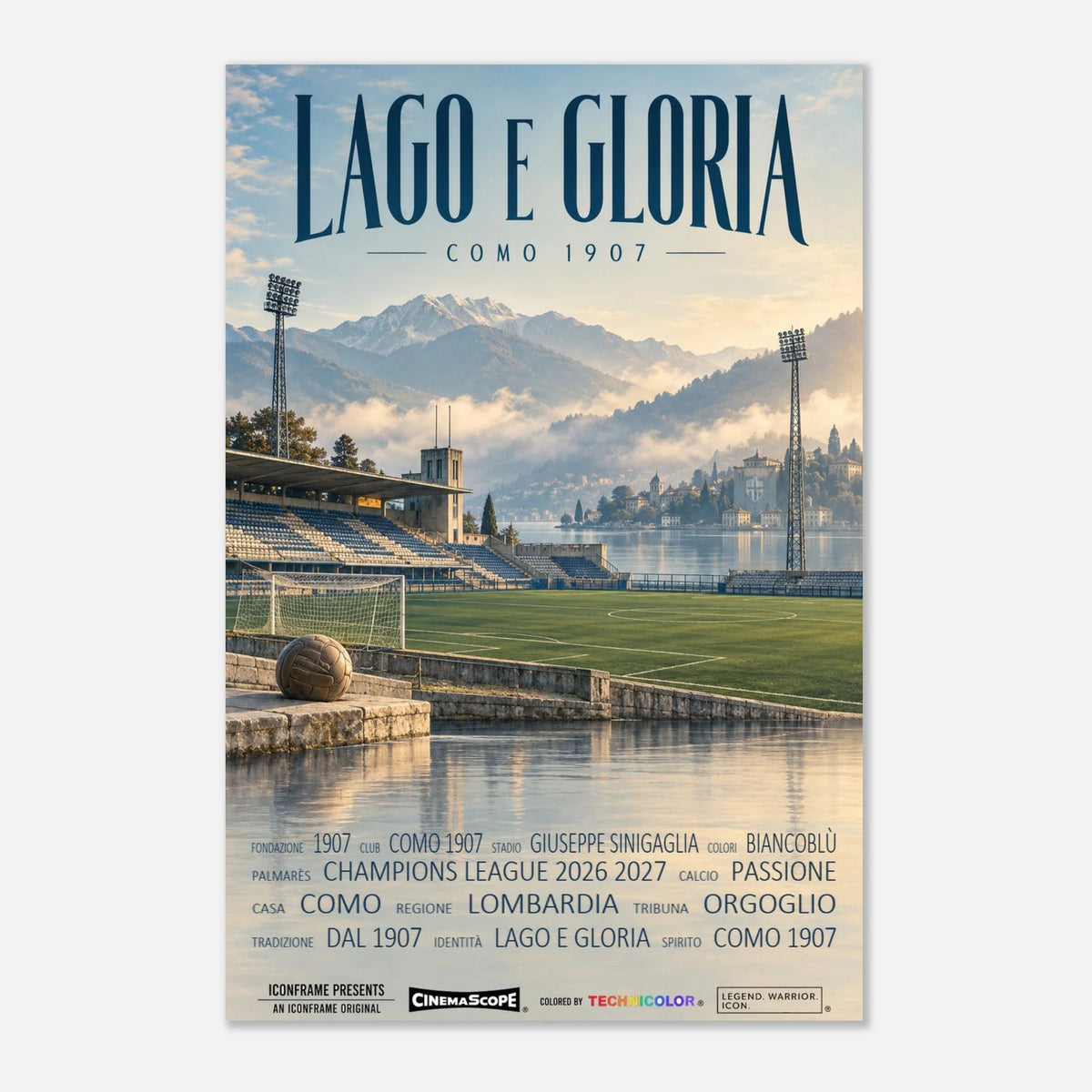 Como 1907 Poster „Lago e Gloria“ – 30 × 45 cm, ohne Rahmen vor hellem Hintergrund