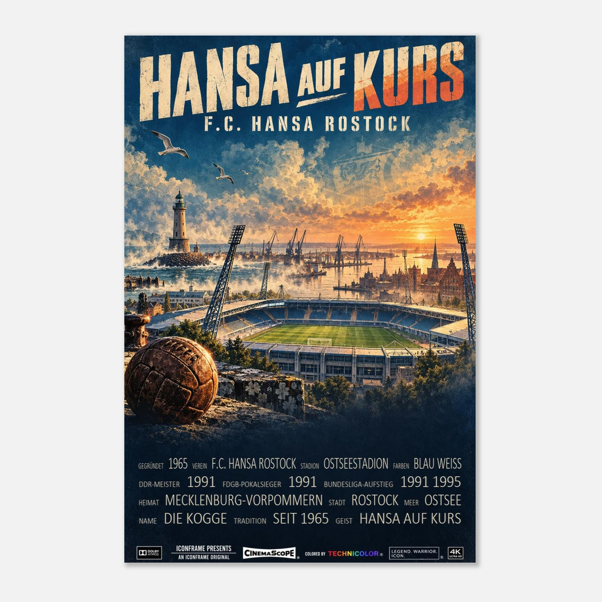 Hansa Rostock Poster „Hansa auf Kurs“ – 30 × 45 cm, ohne Rahmen