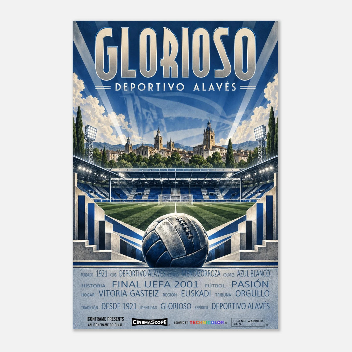 Deportivo Alavés Poster „Glorioso“ – 30 × 45 cm, ohne Rahmen vor hellem Hintergrund