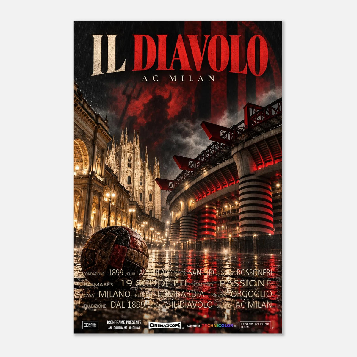 AC Mailand Poster „Il Diavolo“ – 60 × 90 cm, ohne Rahmen vor hellem Hintergrund