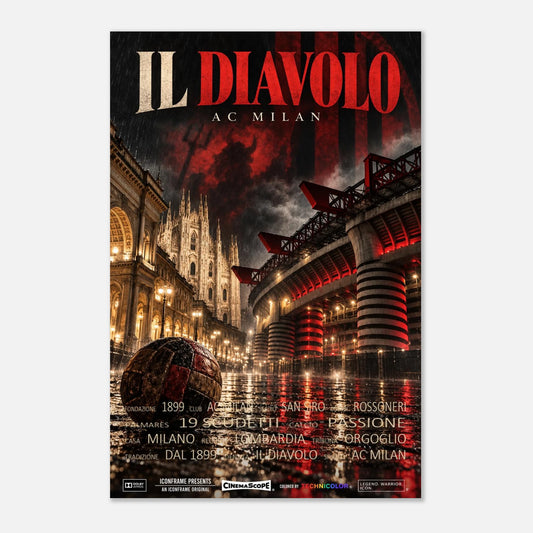 AC Mailand Poster „Il Diavolo“ – 60 × 90 cm, ohne Rahmen vor hellem Hintergrund