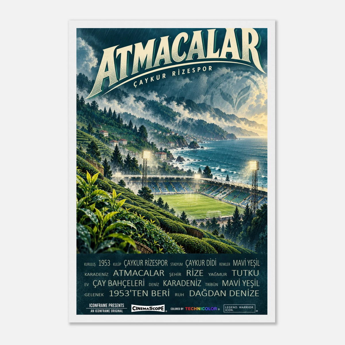 Çaykur Rizespor Poster „Atmacalar“ – 30 × 45 cm, mit weißem Holzrahmen