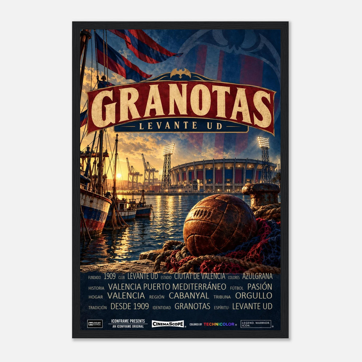 Levante UD Poster „Granotas“ – 30 × 45 cm, mit schwarzem Holzrahmen vor hellem Hintergrund