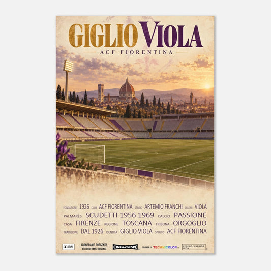 ACF Fiorentina Poster „Giglio Viola“ – 60 × 90 cm, ohne Rahmen vor hellem Hintergrund