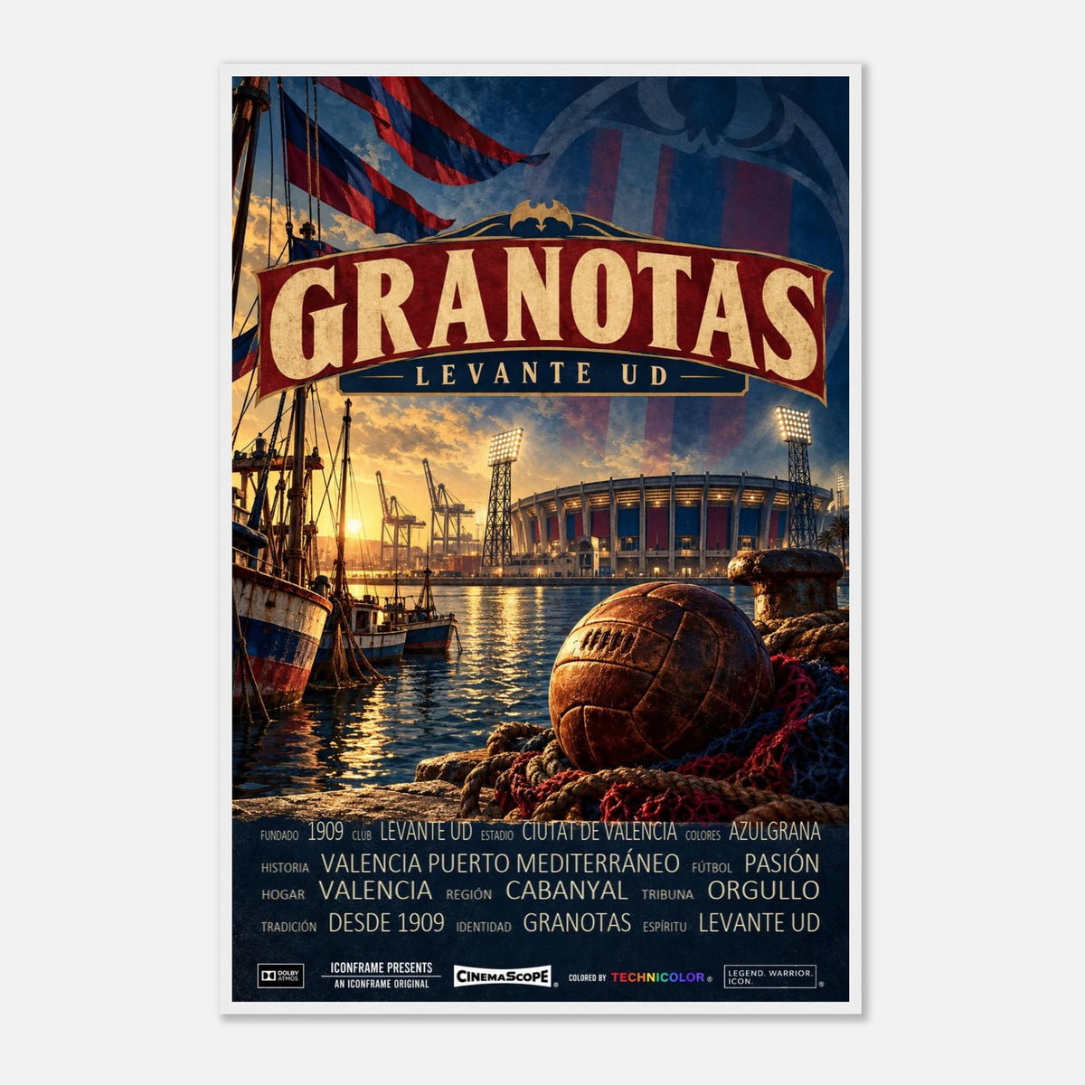Levante UD Poster „Granotas“ – 60 × 90 cm, mit weißem Holzrahmen vor hellem Hintergrund