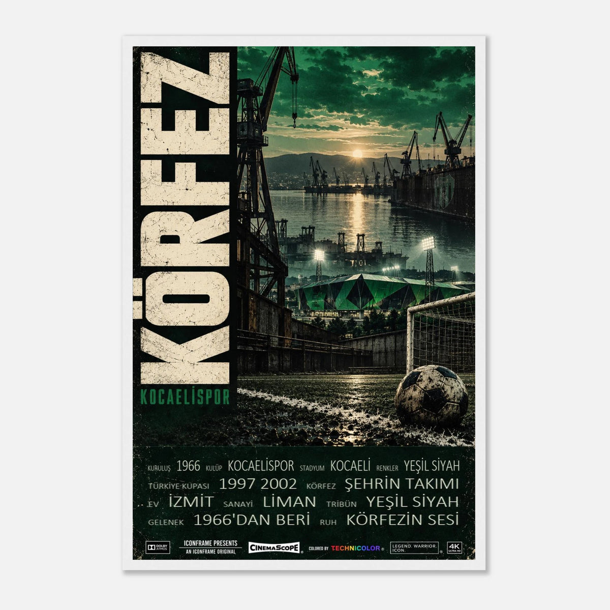 Kocaelispor Poster „Körfez“ – 40 × 60 cm, mit weißem Holzrahmen