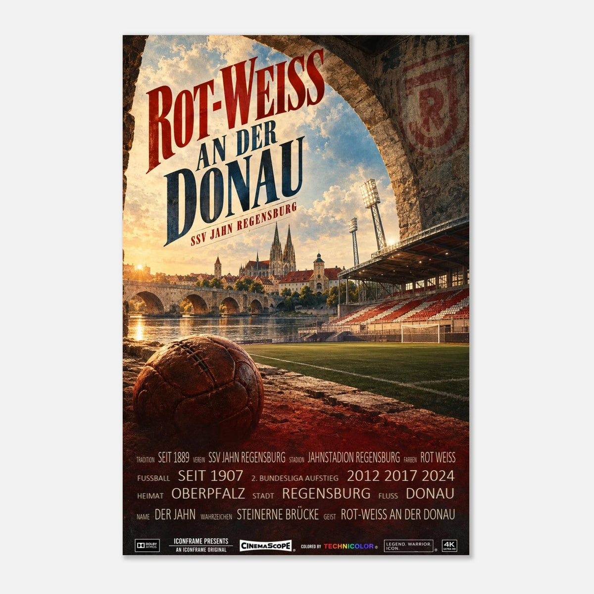 SSV Jahn Regensburg Poster „Rot-Weiss an der Donau“ – 30 × 45 cm, ohne Rahmen