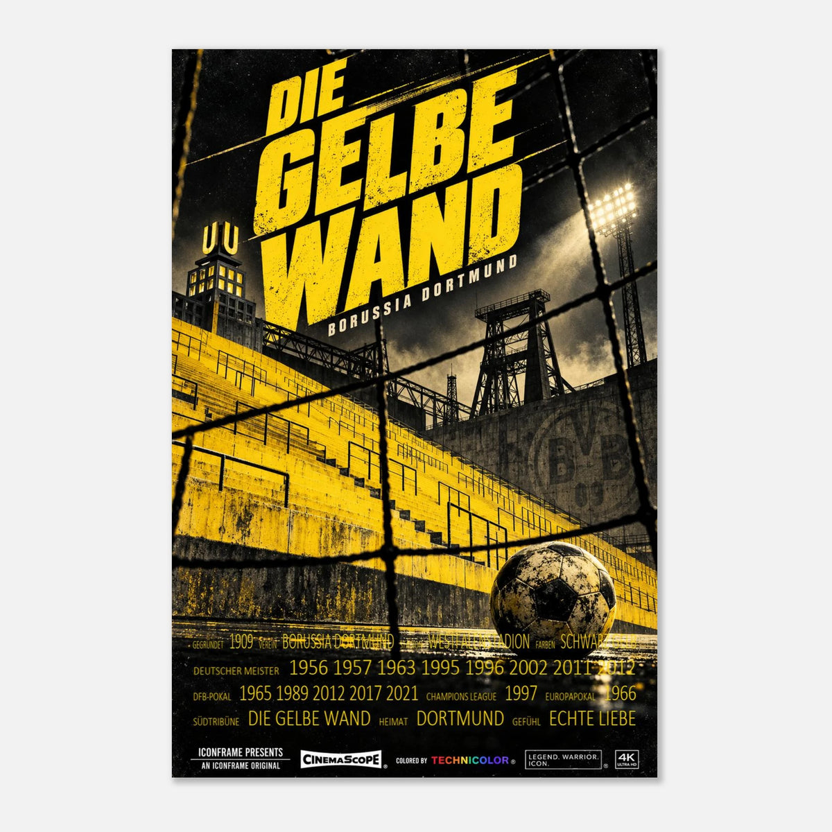 Borussia Dortmund Poster „Die gelbe Wand“ – ohne Rahmen vor hellem Hintergrund