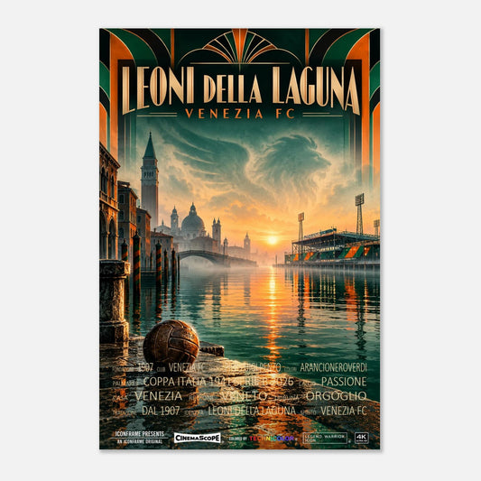 FC Venedig Poster „I Leoni della Laguna“ – 60 × 90 cm, ohne Rahmen vor hellem Hintergrund