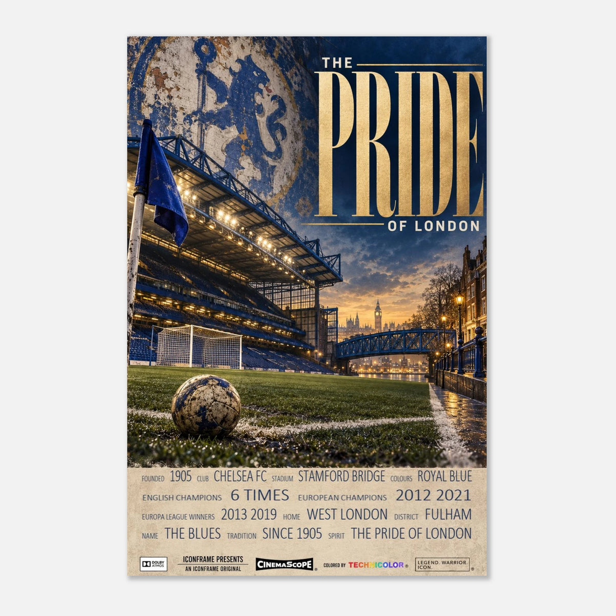 Chelsea Poster „The Pride of London“ – 30 × 45 cm, ohne Rahmen vor hellem Hintergrund