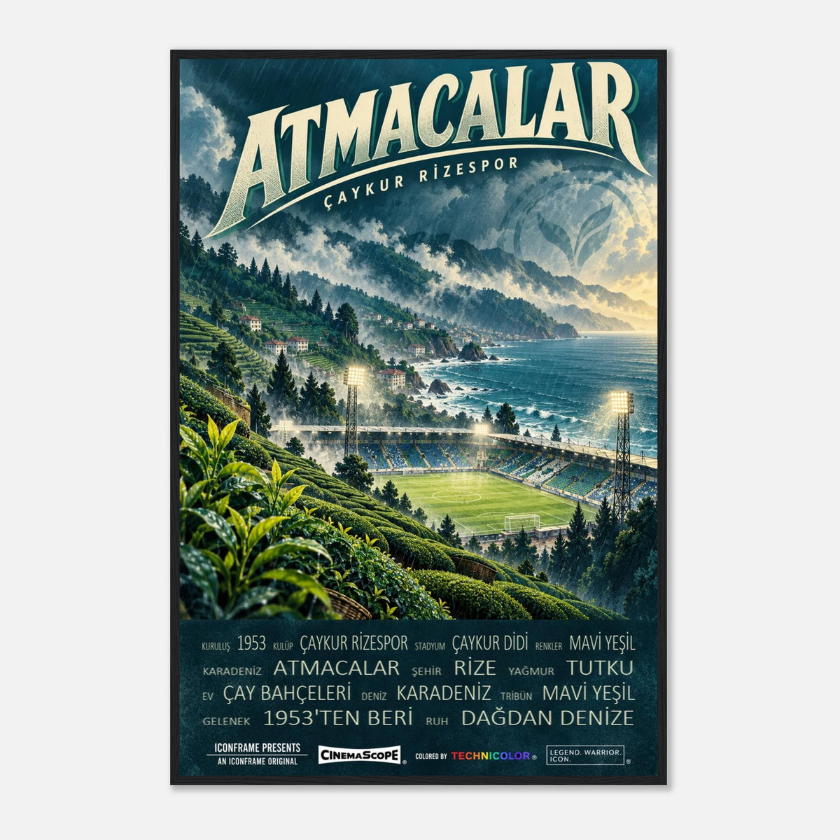 Çaykur Rizespor Poster „Atmacalar“ – 60 × 90 cm, mit schwarzem Holzrahmen