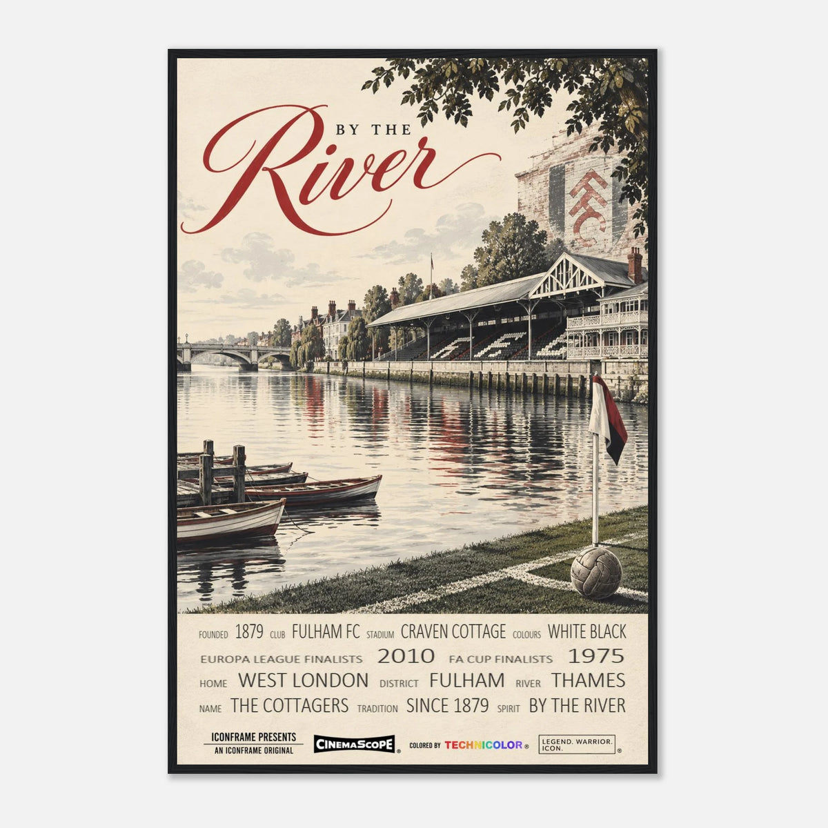 Fulham Poster „By the River“ – 60 × 90 cm, mit schwarzem Holzrahmen vor hellem Hintergrund