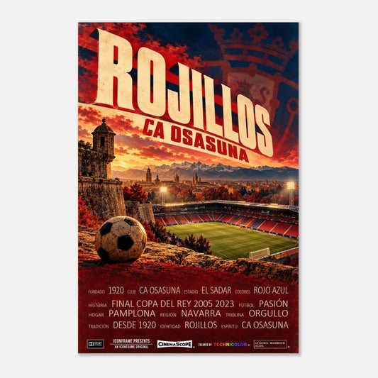CA Osasuna Poster „Rojillos“ – 60 × 90 cm, ohne Rahmen vor hellem Hintergrund