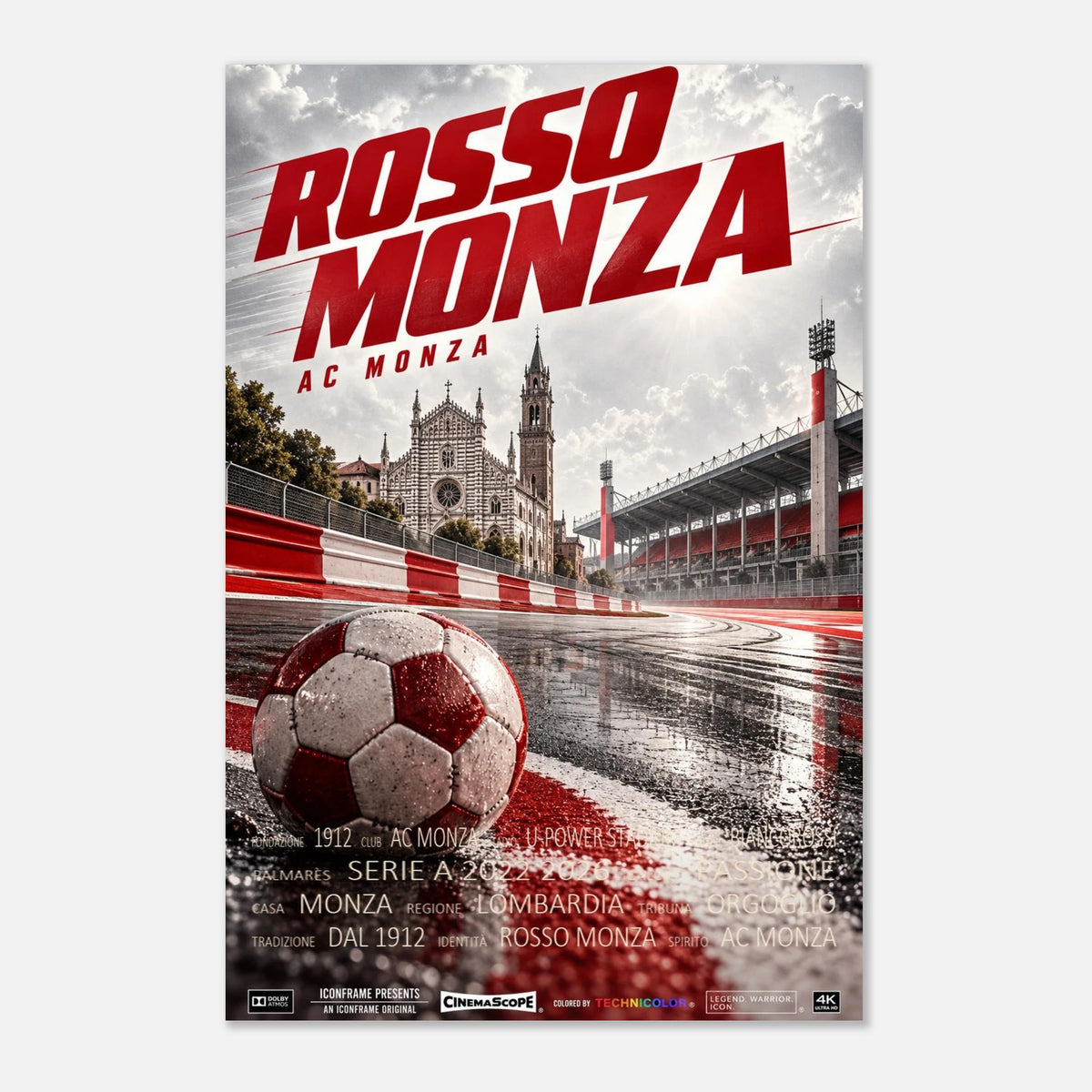 AC Monza Poster „Rosso Monza“ – 30 × 45 cm, ohne Rahmen vor hellem Hintergrund