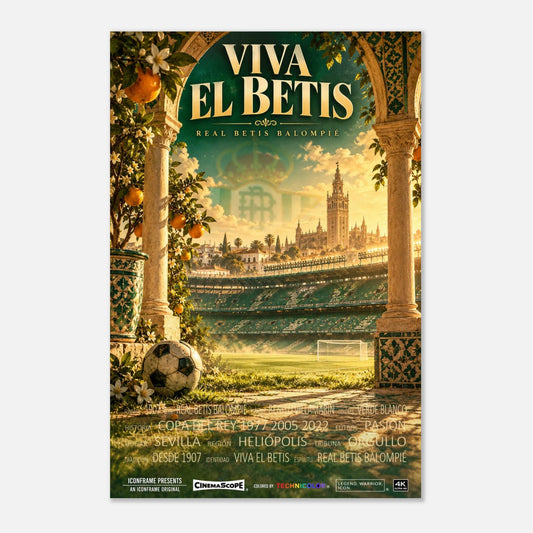 Real Betis Poster „Viva el Betis“ – 60 × 90 cm, ohne Rahmen vor hellem Hintergrund