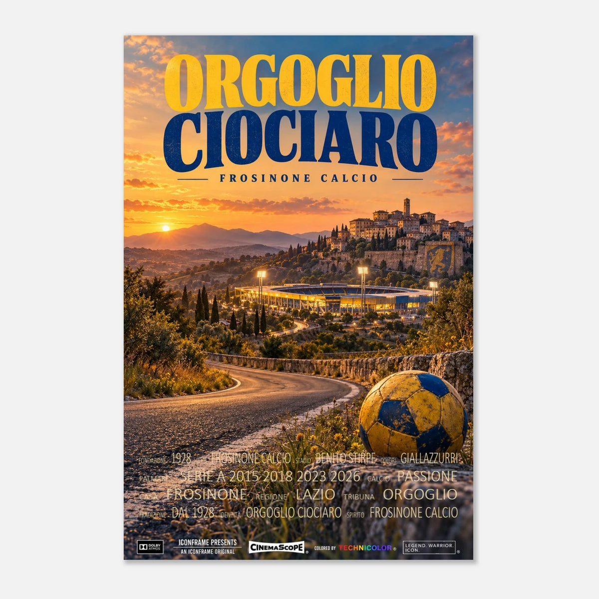 Frosinone Calcio Poster „Orgoglio Ciociaro“ – 40 × 60 cm, ohne Rahmen vor hellem Hintergrund