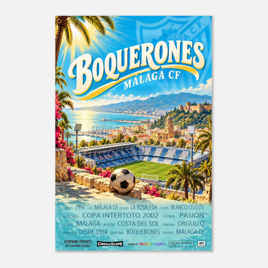 FC Málaga Poster „Boquerones“ – 60 × 90 cm, ohne Rahmen vor hellem Hintergrund