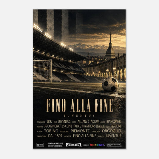 Juventus Turin Poster „Fino alla Fine“ – 60 × 90 cm, ohne Rahmen vor hellem Hintergrund