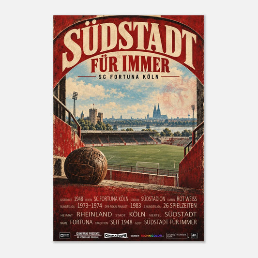 SC Fortuna Köln Poster „Südstadt für immer“ – 60 × 90 cm, ohne Rahmen