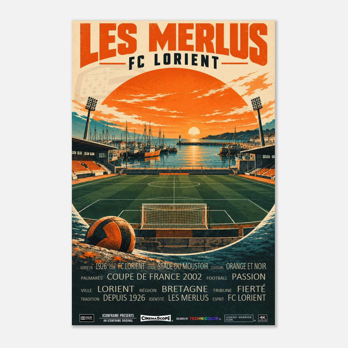 FC Lorient Poster „Les Merlus“ – 40 × 60 cm, ohne Rahmen